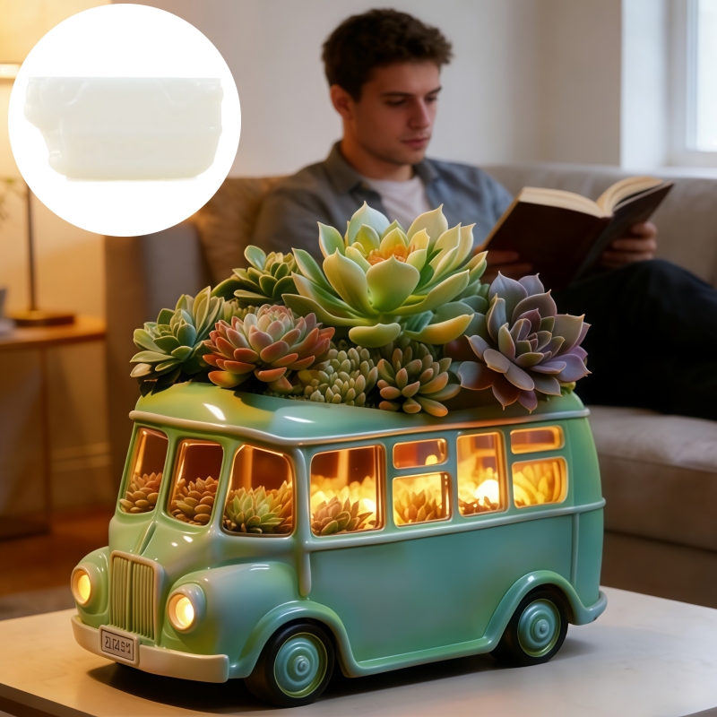 Bus succulent plant flowerpot  - Potsticker Mold recension och pris