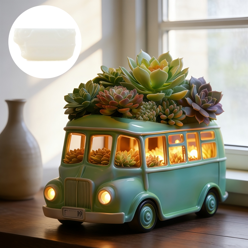 Bus succulent plant flowerpot  - Potsticker Mold recension och pris
